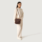 
Distressed Brown Full-Grain leather Bag - Pamje e pasme me rripa lëkure të përforcuar