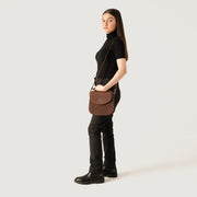 
The Sandra Vintage Kafe e çelët Leather Saddle Bag – alternate product view 9