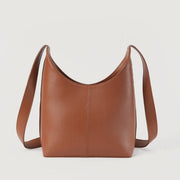
Detaje nga afër of Classic Collar & Heavy-Duty Zipper Hardware on The Stefani Brown Leather Hobo Bag For Women