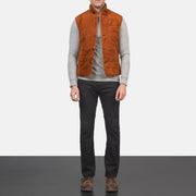 
Tony Kafe Suede Vest për Meshkuj - Pamje anësore me prerje ergonomike të mëngëve