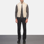 
Tony Off-White Suede Vest për Meshkuj për Meshkuj - Pamje anësore me prerje ergonomike të mëngëve