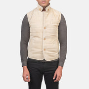 
Detaje nga afër of Notch with removable throat latch & Button Hardware on Tony Off-White Suede Vest për Meshkuj për Meshkuj
