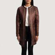 
Trudy Lane E tegelisur Vishnje Pallto Lëkure për Femra in Maroon Sheepskin Leather - Pamje ballore dhe siluetë e përshtatur | Bli online
