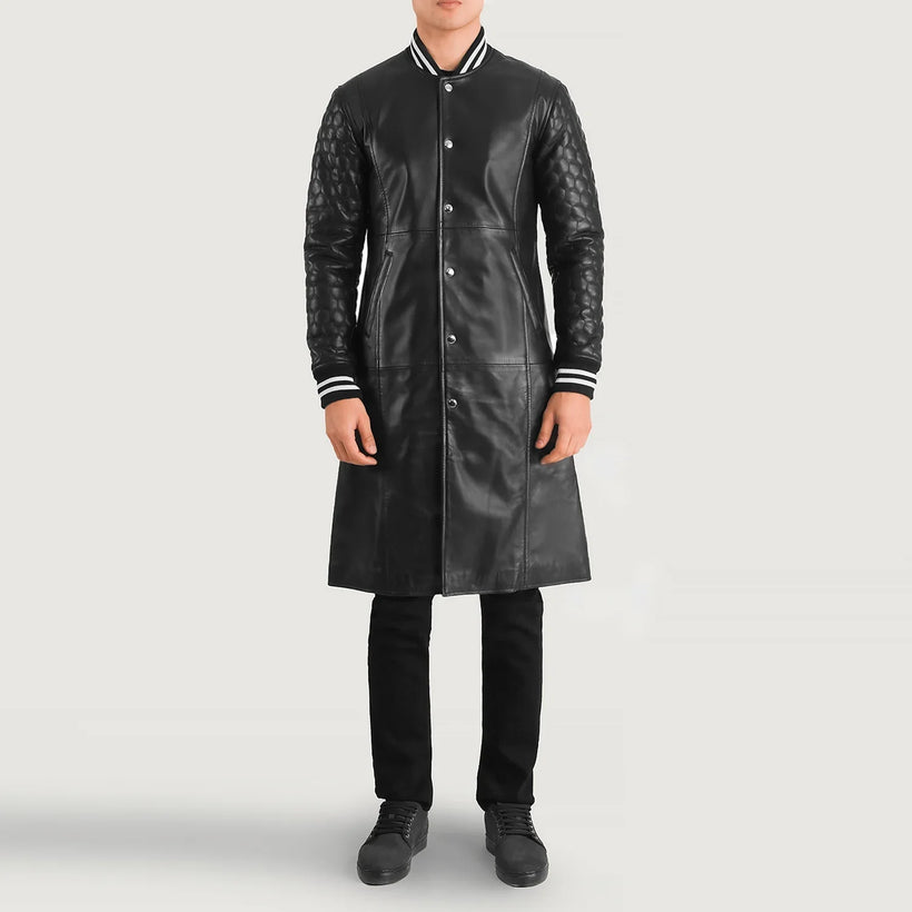 Wilde E zezë Leather Varsity Coat për meshkuj