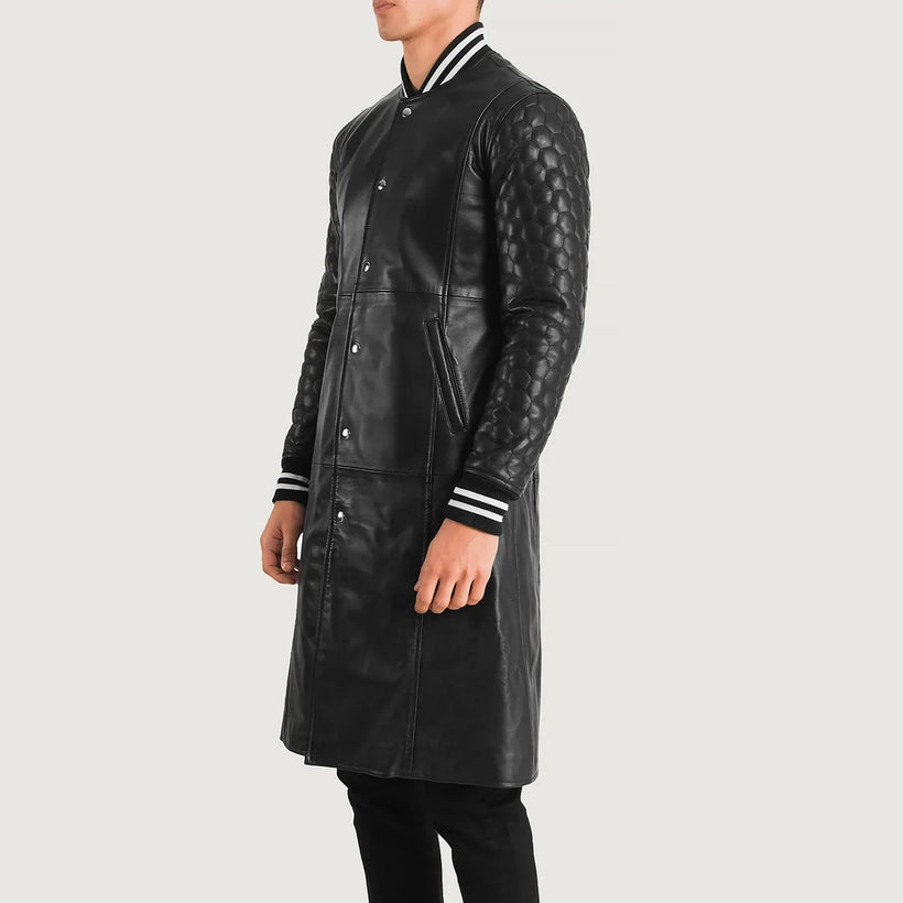 Wilde E zezë Leather Varsity Coat për meshkuj