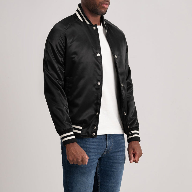 Xander E zezë Varsity Xhaketë lëkure për meshkuj