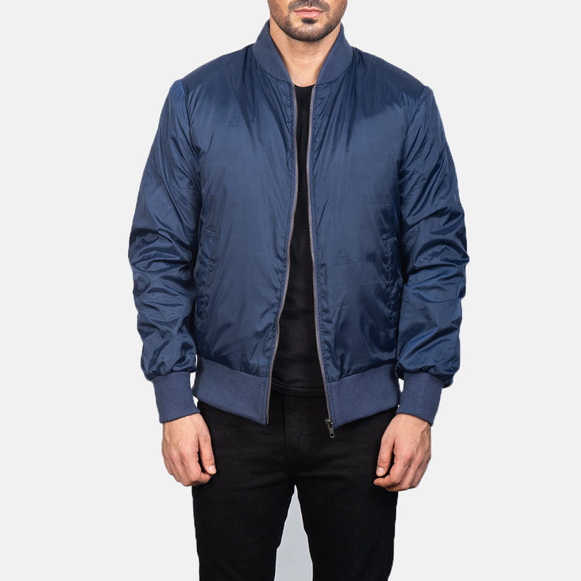 Zack Blue Xhaketë bomber lëkure për meshkuj
