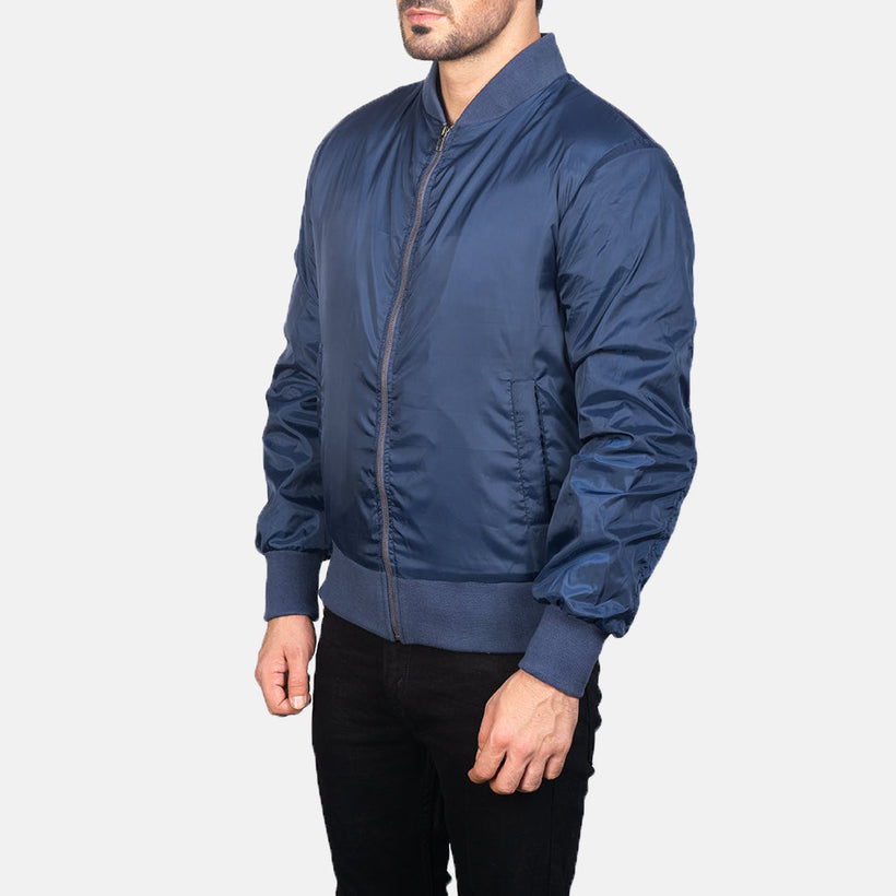 Zack Blue Xhaketë bomber lëkure për meshkuj